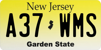 NJ license plate A37WMS
