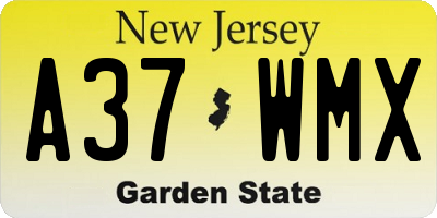NJ license plate A37WMX
