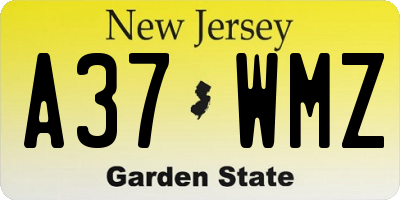 NJ license plate A37WMZ