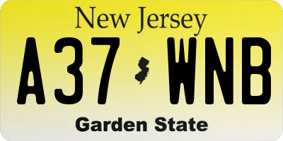 NJ license plate A37WNB