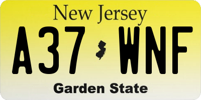 NJ license plate A37WNF