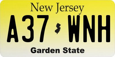 NJ license plate A37WNH