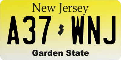 NJ license plate A37WNJ