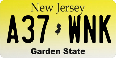 NJ license plate A37WNK