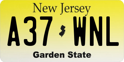 NJ license plate A37WNL
