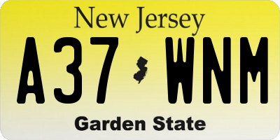 NJ license plate A37WNM