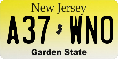 NJ license plate A37WNO