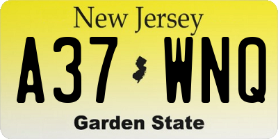 NJ license plate A37WNQ