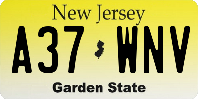 NJ license plate A37WNV