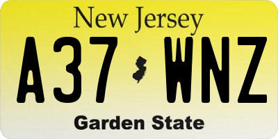 NJ license plate A37WNZ