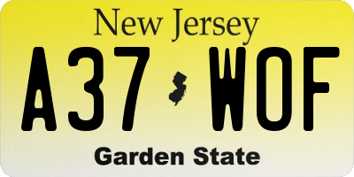 NJ license plate A37WOF
