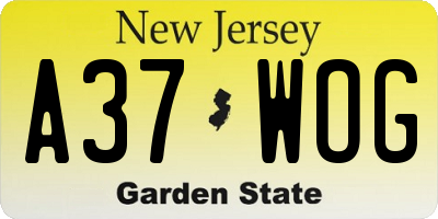 NJ license plate A37WOG