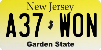 NJ license plate A37WON