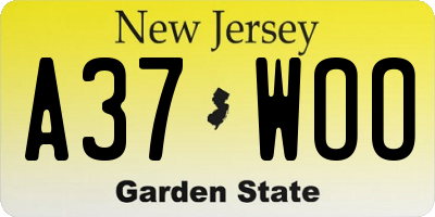 NJ license plate A37WOO