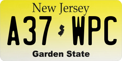 NJ license plate A37WPC