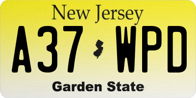 NJ license plate A37WPD