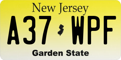 NJ license plate A37WPF