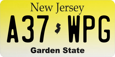 NJ license plate A37WPG