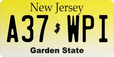 NJ license plate A37WPI