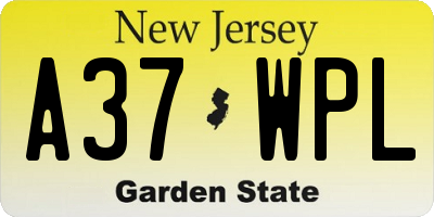 NJ license plate A37WPL