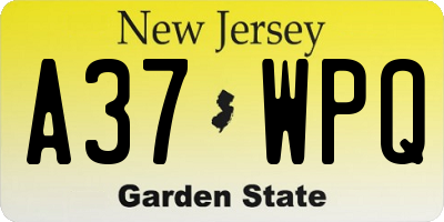NJ license plate A37WPQ