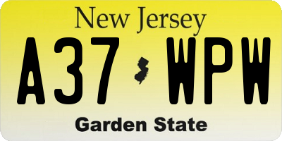NJ license plate A37WPW