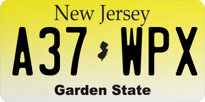 NJ license plate A37WPX