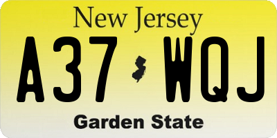 NJ license plate A37WQJ