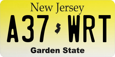 NJ license plate A37WRT