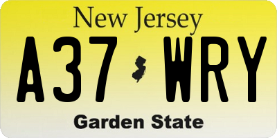 NJ license plate A37WRY