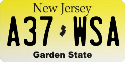 NJ license plate A37WSA