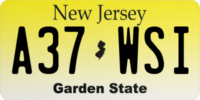 NJ license plate A37WSI