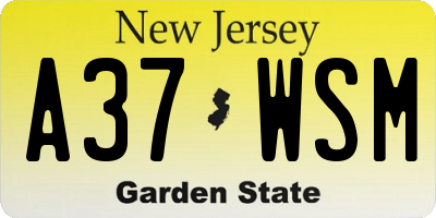 NJ license plate A37WSM