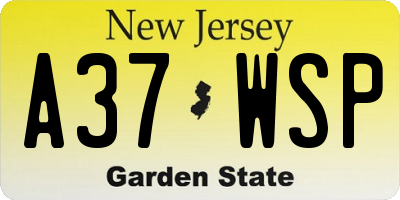 NJ license plate A37WSP