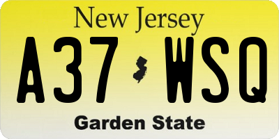 NJ license plate A37WSQ