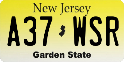 NJ license plate A37WSR