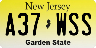 NJ license plate A37WSS