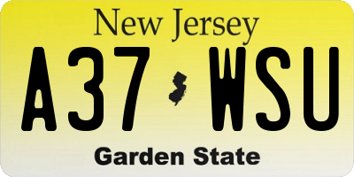 NJ license plate A37WSU