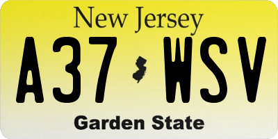 NJ license plate A37WSV