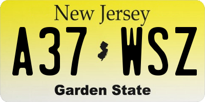 NJ license plate A37WSZ