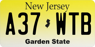 NJ license plate A37WTB