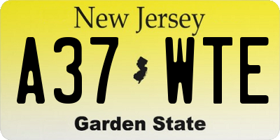 NJ license plate A37WTE