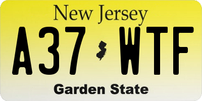 NJ license plate A37WTF