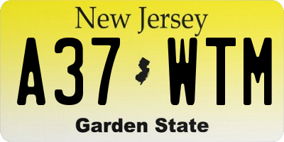 NJ license plate A37WTM