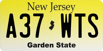 NJ license plate A37WTS