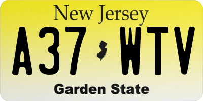 NJ license plate A37WTV