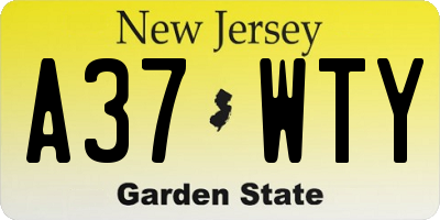NJ license plate A37WTY