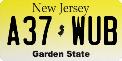 NJ license plate A37WUB