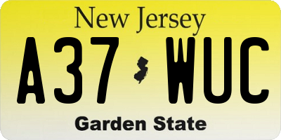 NJ license plate A37WUC