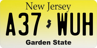NJ license plate A37WUH